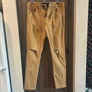 Tan Distressed Jeans